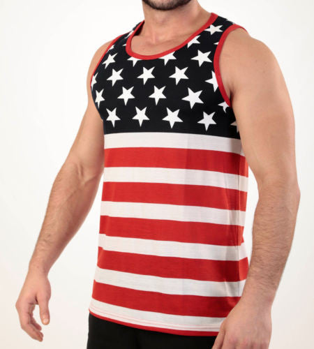 Mens American Flag Tank Top Stars and Stripe Shirt Red White and Blue