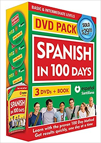 Spanish in 100 Days 3 DVDs with Book