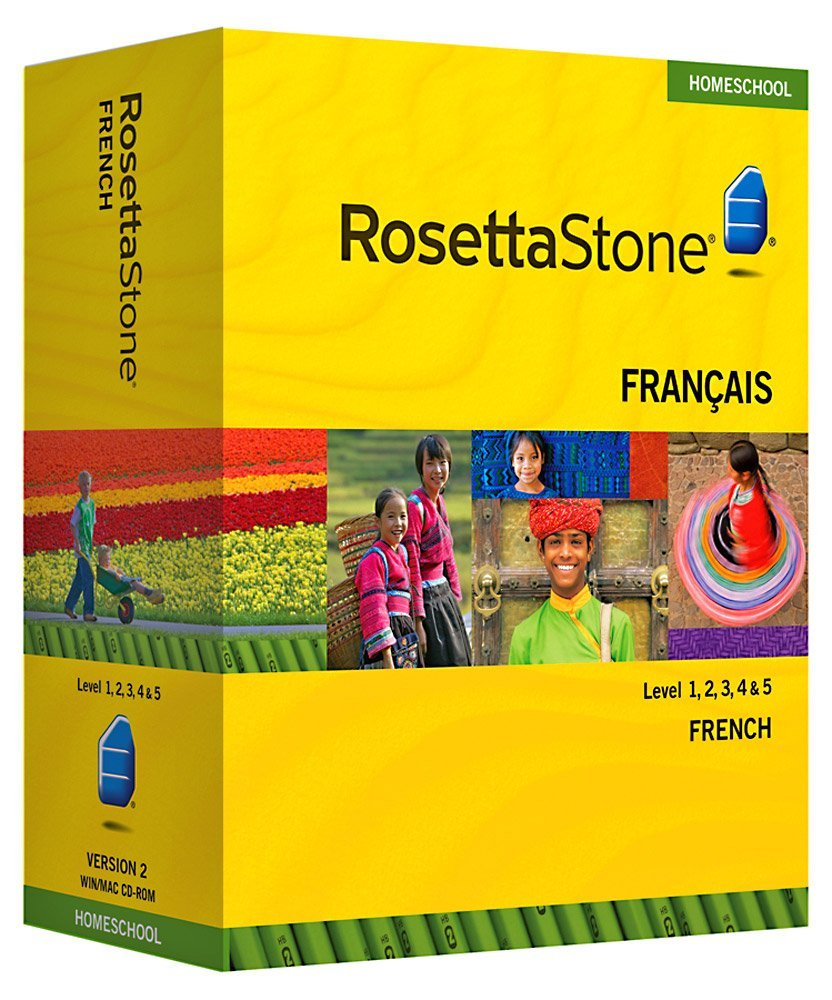 Rosetta Stone® Levels 1 2 3 French  HOMESCHOOL with audio and Headset plus Phrasebook