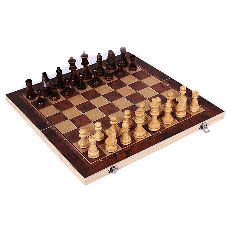 3 in 1 Wooden International Chess Set Board