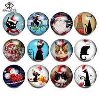 Load image into Gallery viewer, 12pcs/lot Black&amp;White Theme Cat Pattern Glass Charms 18mm Snap Button - TigerSo
