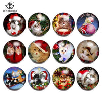 Load image into Gallery viewer, 12pcs/lot Black&amp;White Theme Cat Pattern Glass Charms 18mm Snap Button - TigerSo
