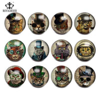 Load image into Gallery viewer, 12pcs/lot Black&amp;White Theme Cat Pattern Glass Charms 18mm Snap Button - TigerSo

