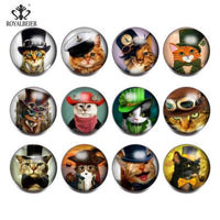Load image into Gallery viewer, 12pcs/lot Black&amp;White Theme Cat Pattern Glass Charms 18mm Snap Button - TigerSo
