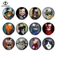Load image into Gallery viewer, 12pcs/lot Black&amp;White Theme Cat Pattern Glass Charms 18mm Snap Button - TigerSo
