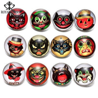 Load image into Gallery viewer, 12pcs/lot Black&amp;White Theme Cat Pattern Glass Charms 18mm Snap Button - TigerSo
