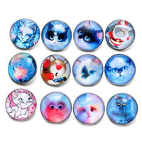 Load image into Gallery viewer, 12pcs/lot Black&amp;White Theme Cat Pattern Glass Charms 18mm Snap Button - TigerSo
