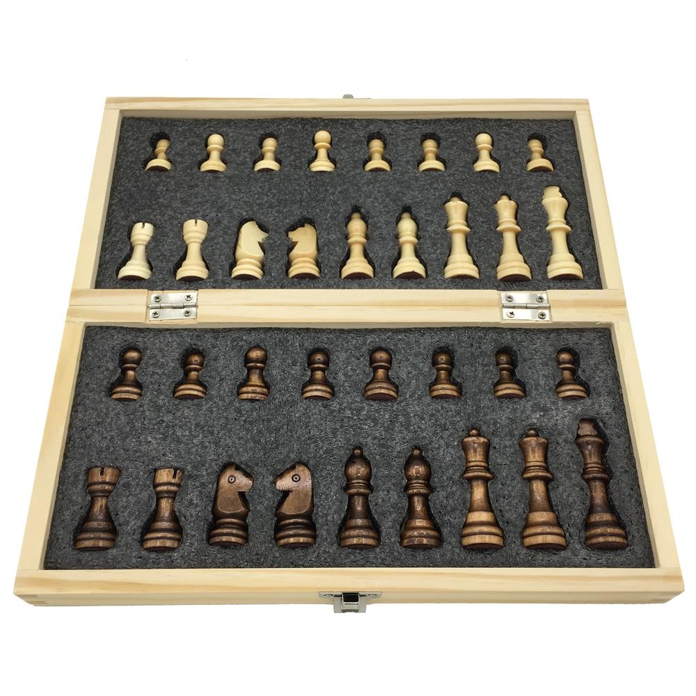 Wooden Chess Set Folding Chessboard With Magnetic Pieces