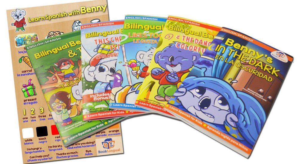 Bilingual Benny 5 Book Set + Learning Poster (Learn Spanish for Kids/Bilingual) - Teacher In Spanish