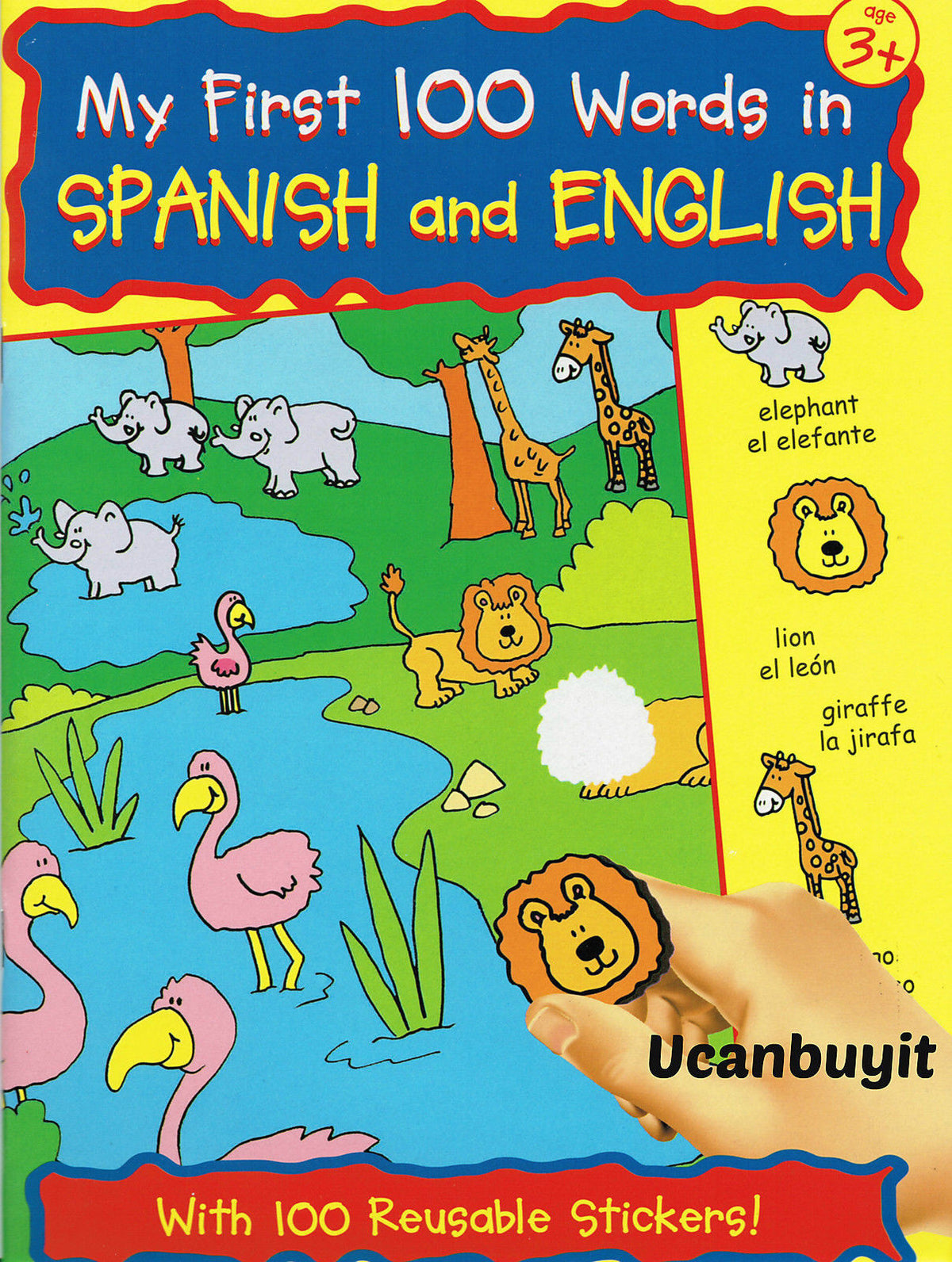 MY FIRST 100 WORDS IN SPANISH & ENGLISH Activity Book w/Reusable Stickers Age 3+ - Teacher In Spanish
